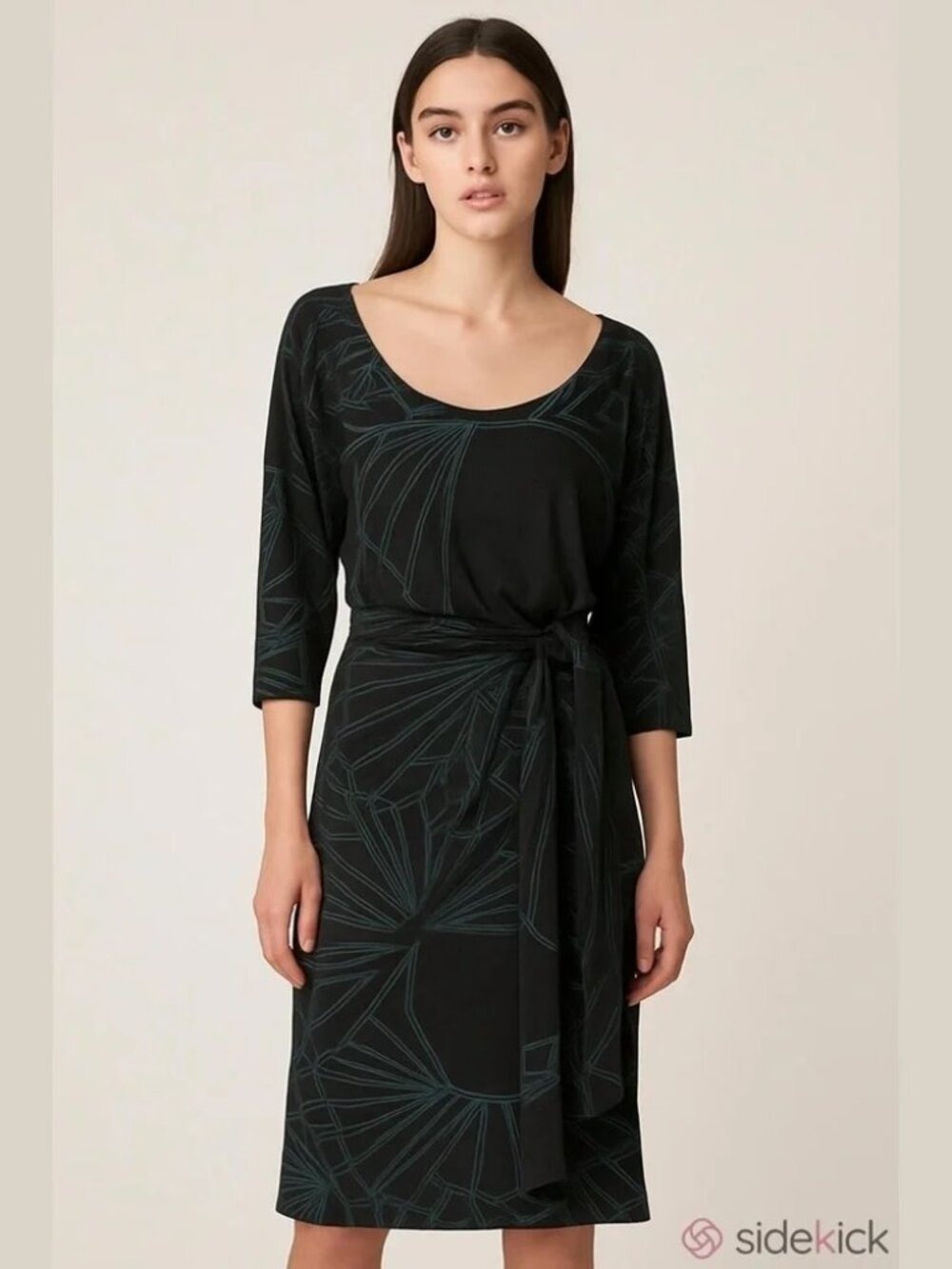 * Deadstock Y2K NEW Diesel Black Geometric Wrap 3/4 Sleeved Dress Size S